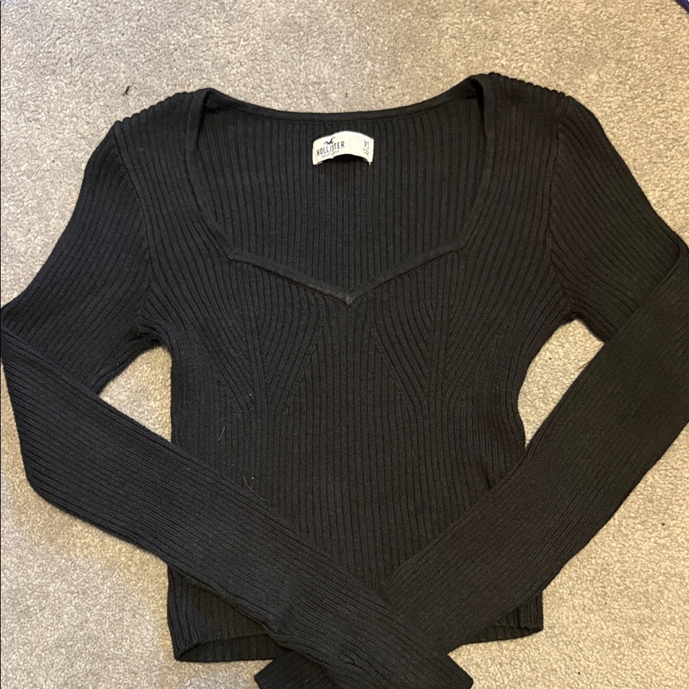Hollister Black Ribbed Knit Top